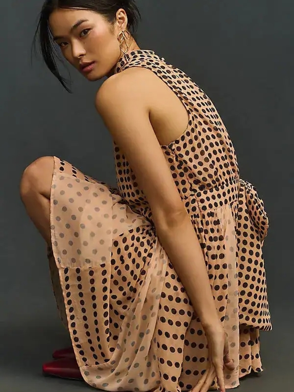 Anthropologie Sleeveless Mock‑Neck Back‑Bow Swing Midi Dress – NWT – Size 1X - Picture 7 of 8
